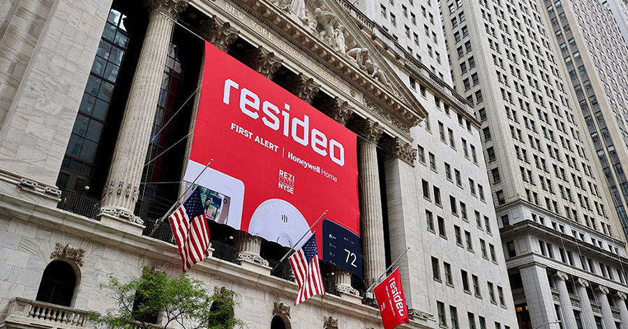Resideo banner at the New York Stock Exchange