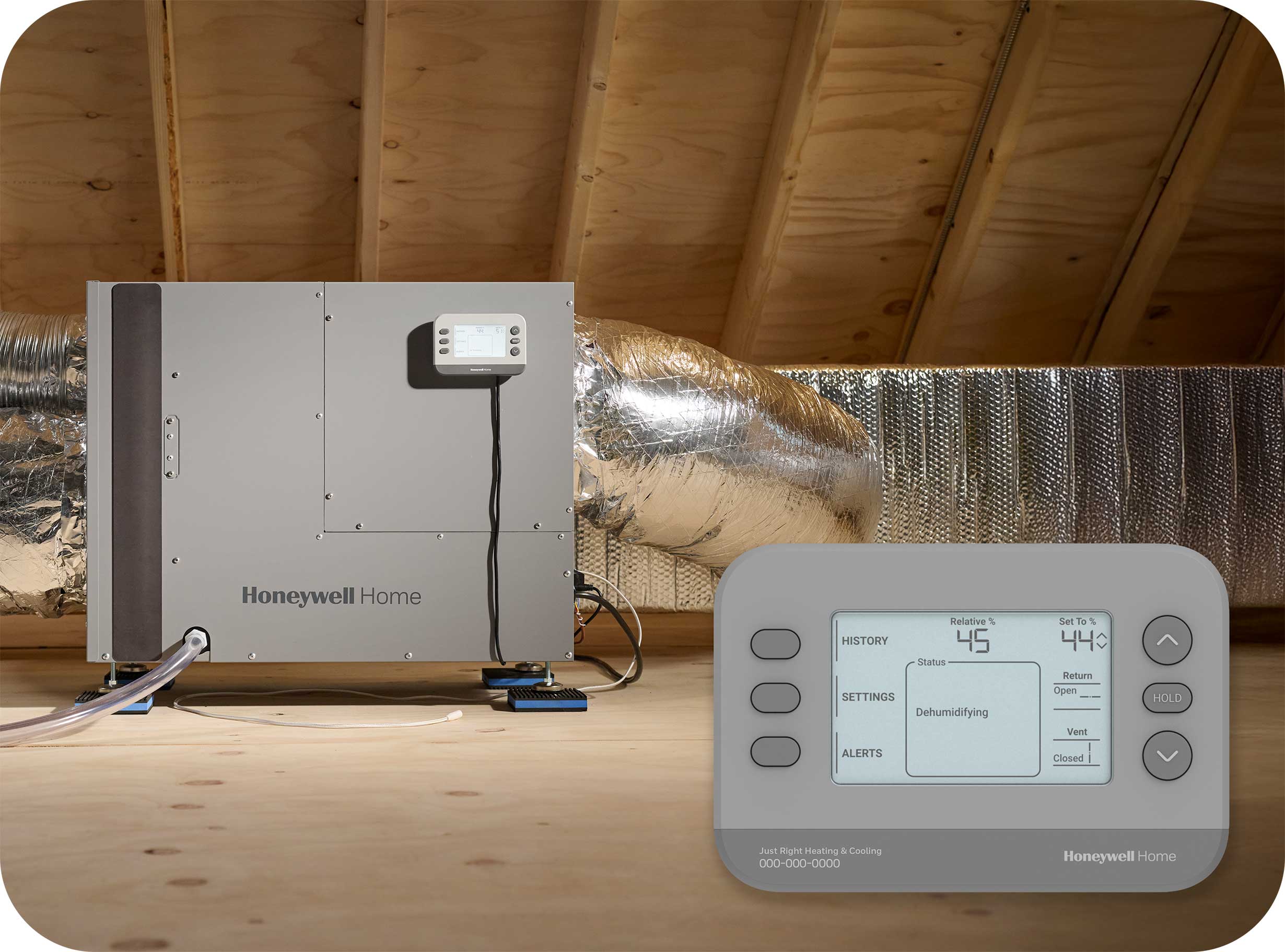 Dehumidifier in an attic