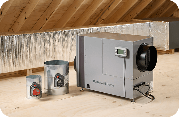 whole home dehumidifier in an attic