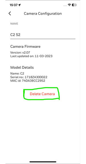 Steps to reboot C1/C2 camera